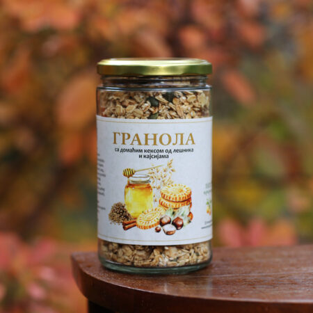Granola sa domaćim keksom od lešnika i kajsijama